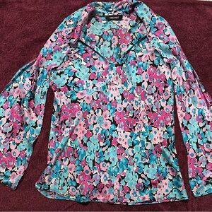 Nine West Floral Blouse in Blue and Pink